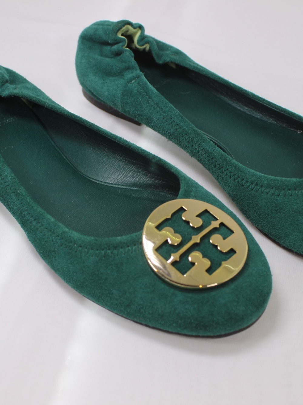 Tory Burch Reva Green Suede Flats – Women's Size 10 | Excellent Condition